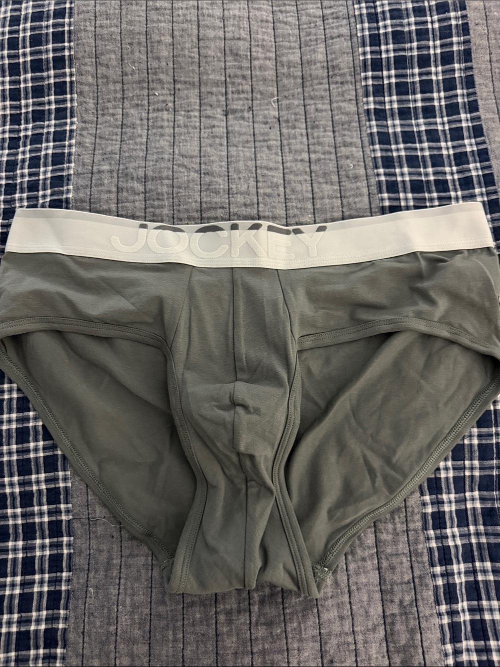 Jockey Men's Briefs in Olive Green with White Logo Waistband